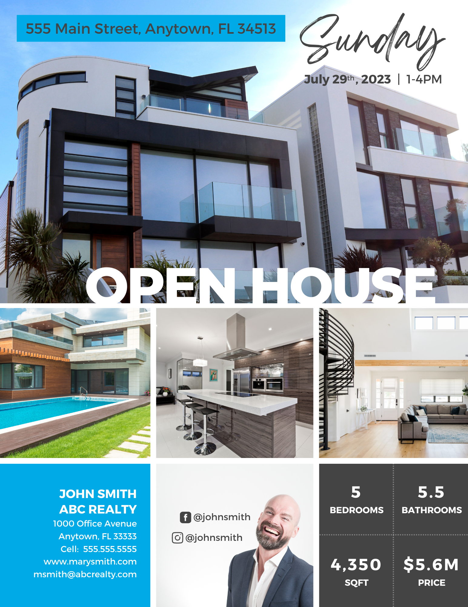 Free Open House Flyer Template for Canva