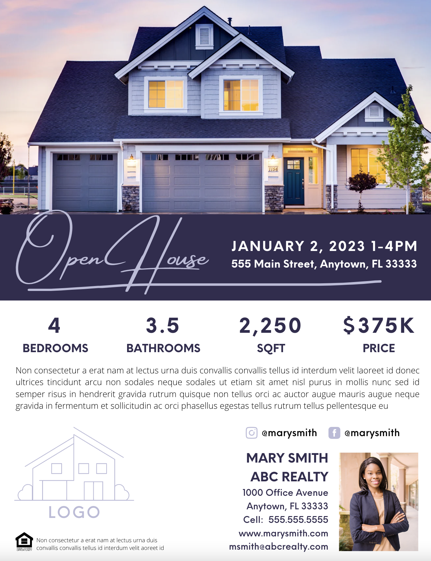 Another Free Open House Flyer Template for Canva